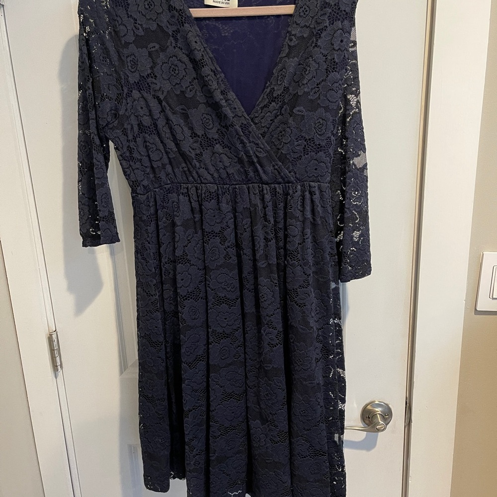 Navy lace xl maternity dress.